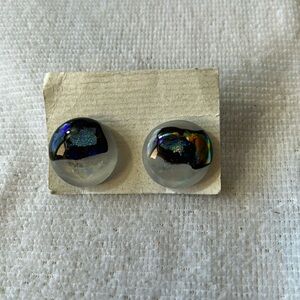Sublimity  Dichroic Glass Jewelry Post Earrings by Nancy Geddes Handmade